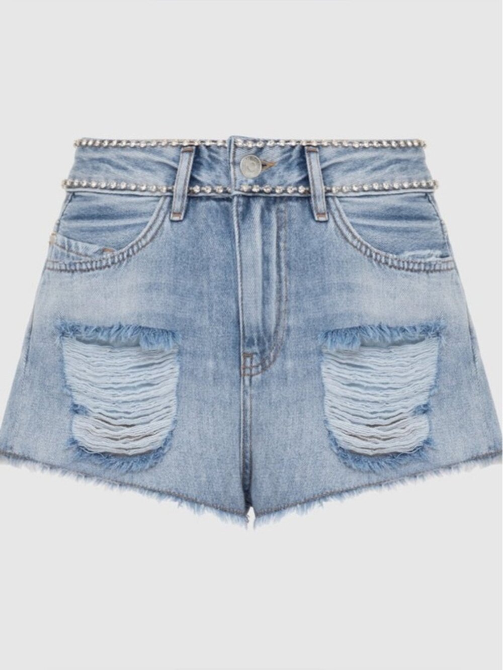 Twin-set Milano distressed Jean shorts with rhinestone waist band 26